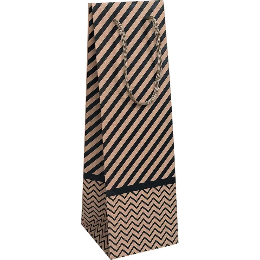 Embalagem Para Garrafa Sacola Kraft Dec.11X35X11Cm(S) Cristina (Pct.c/10)