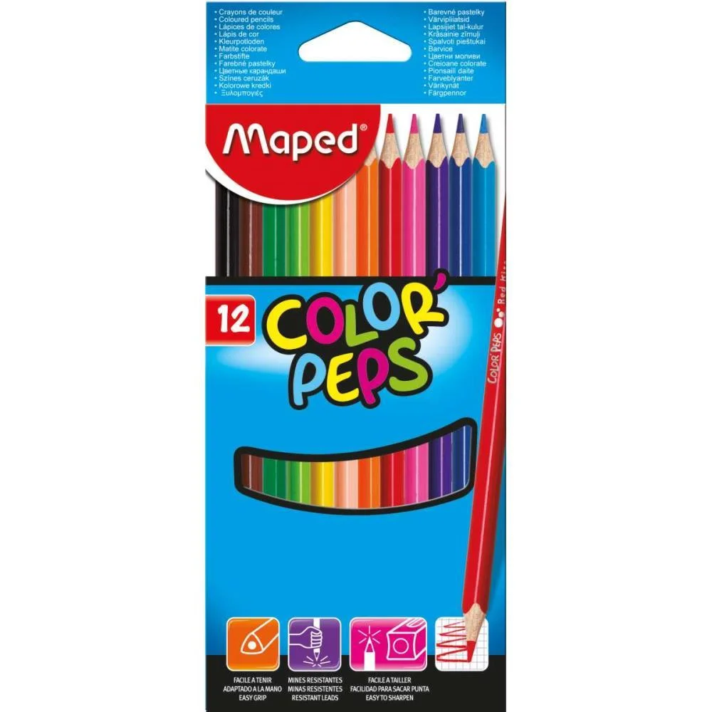 Lapis De Cor Triangular Color Peps Classico 12Cores Maped (Pct.c/06)