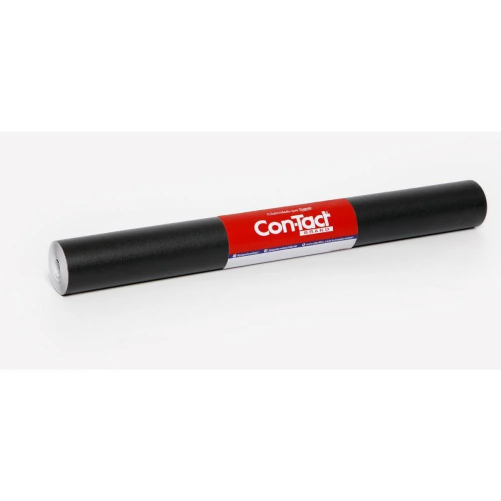 Plastico Adesivo 45Cmx10M Opaco Preto Contact (Rolo)