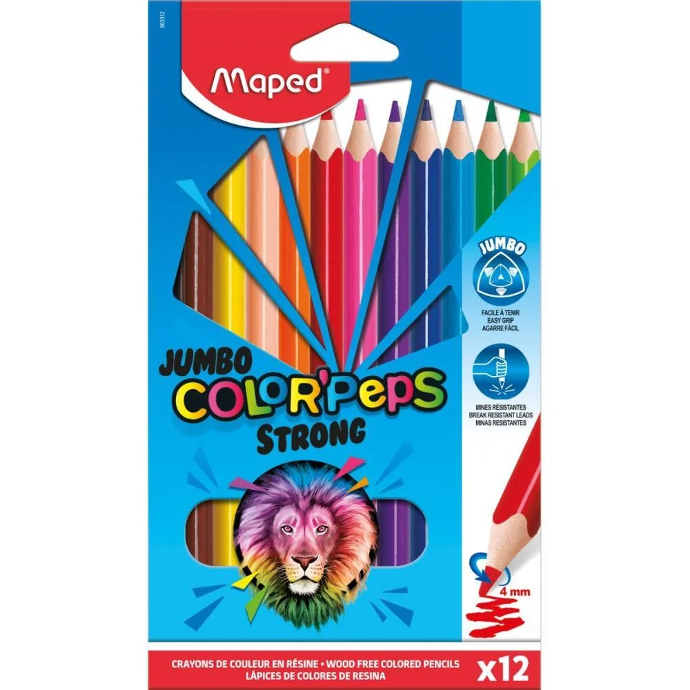 Lapis De Cor Jumbo Color Peps Strong 12 Cores Maped (Estojo)