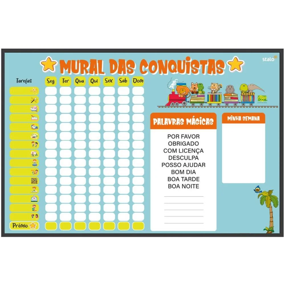 Quadro Planner Mural Da Conquista Kids 60X40C Stalo (Pct.c/02)