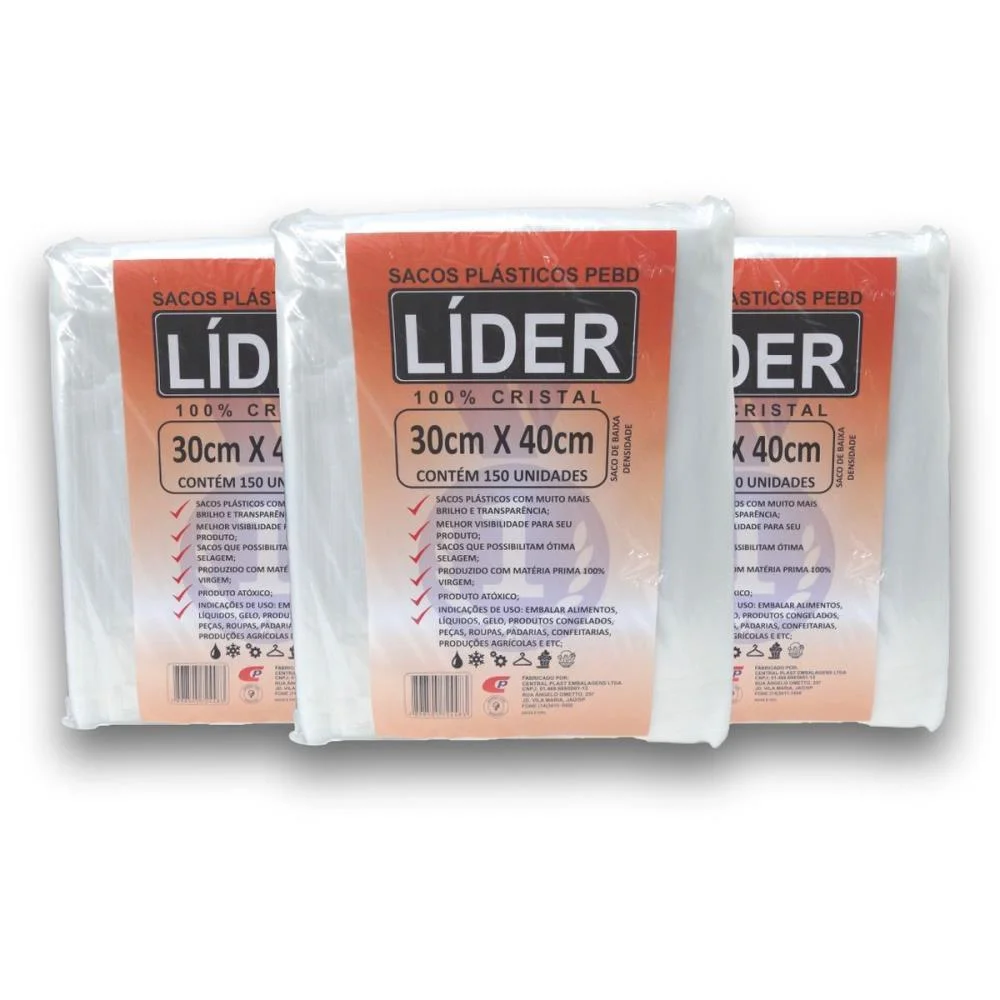 Saco Plastico 30X40X0,06 Saco Pebd 800Mm Central Plast C/ 150 Unidades
