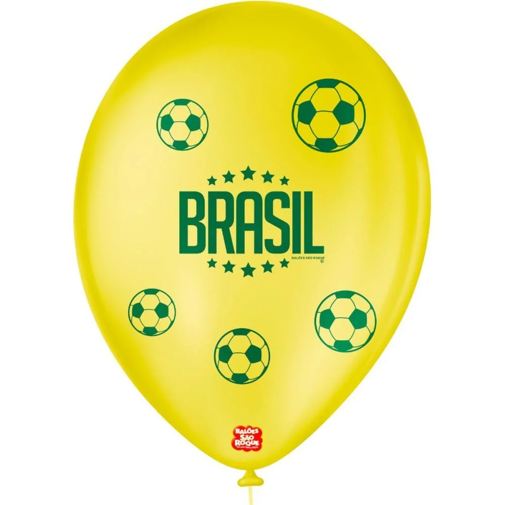 Copa Do Mundo Balao 9 Decorado Brasil (S) Sao Roque (Pct.c/25)