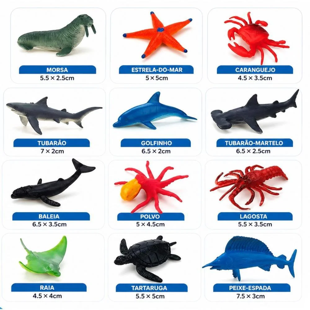 Miniatura Colecionavel Kit Animais Marinhos 12Pcs (S) Toy Mix (Unidade)