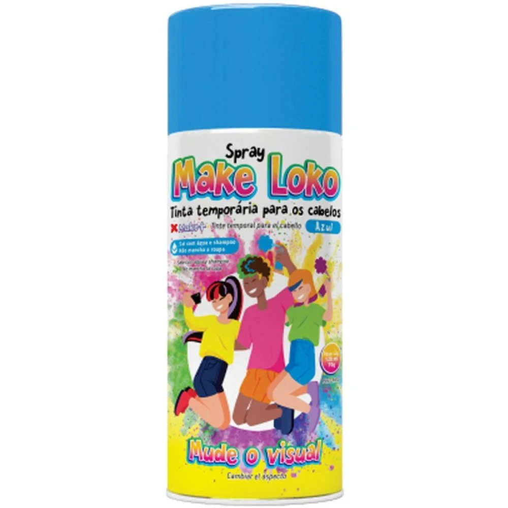 Pinta Cabelo 120Ml Loko Azul Make+ (Dp.c/12)