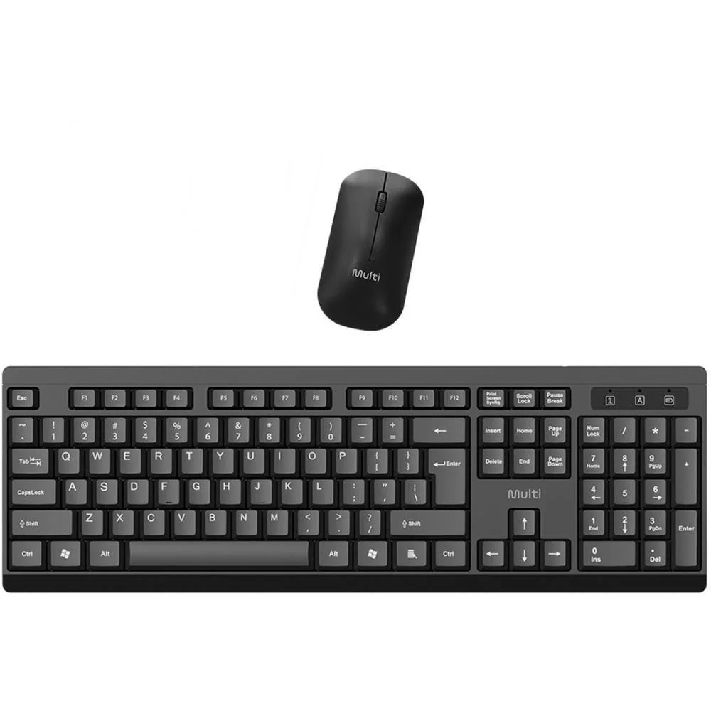 Kit Perifericos Teclado+Mouse S/Fio Slim Preto Multi (Kit)