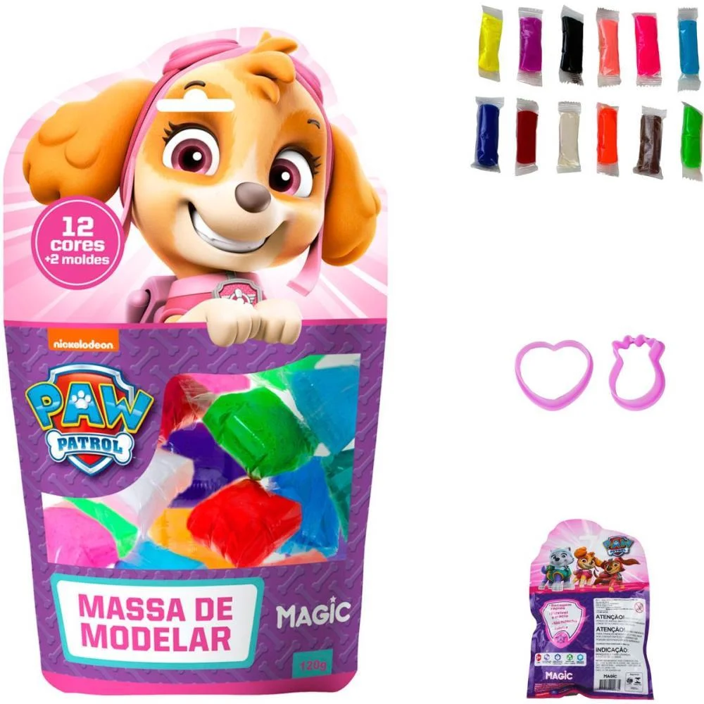 Massa Para Modelar Criativa P. Canina Skye 120G 12Cores 2M Magic Kids