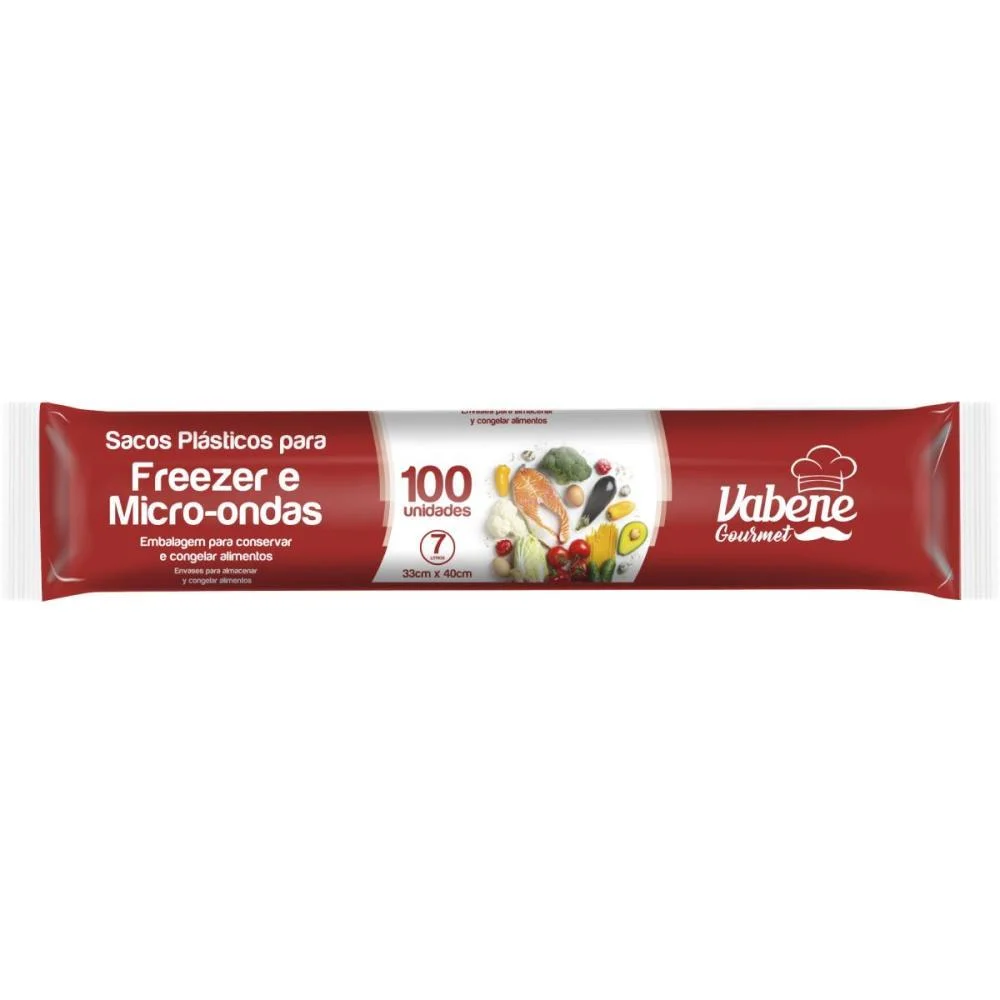Saco Plastico Em Bobina 33X40Cm 7L P/Freezer E Micro Vabene (Rl.c/100)