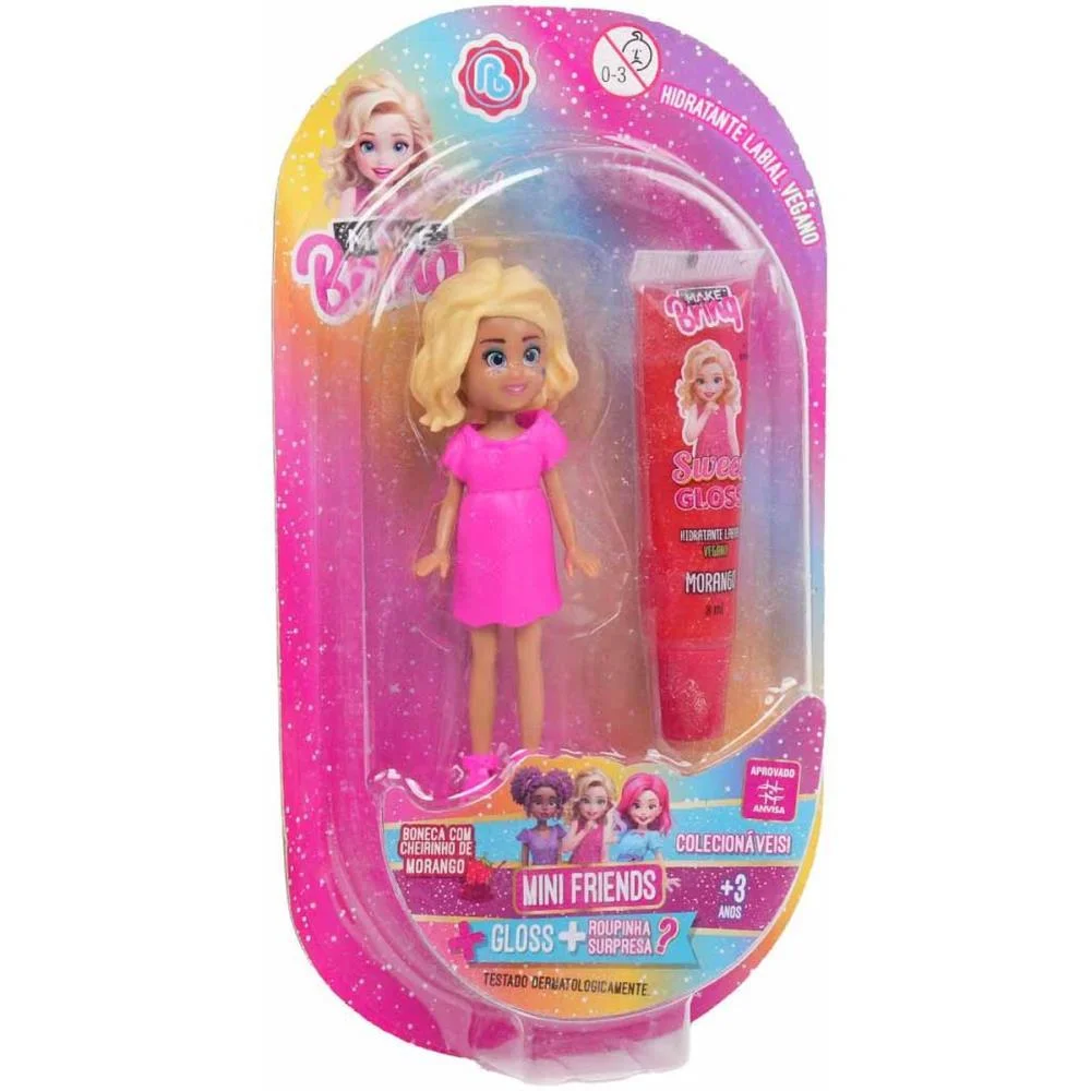 Maquiagem E Beleza Infantil Make Brinq Boneca + Gloss (S) Polibrinq