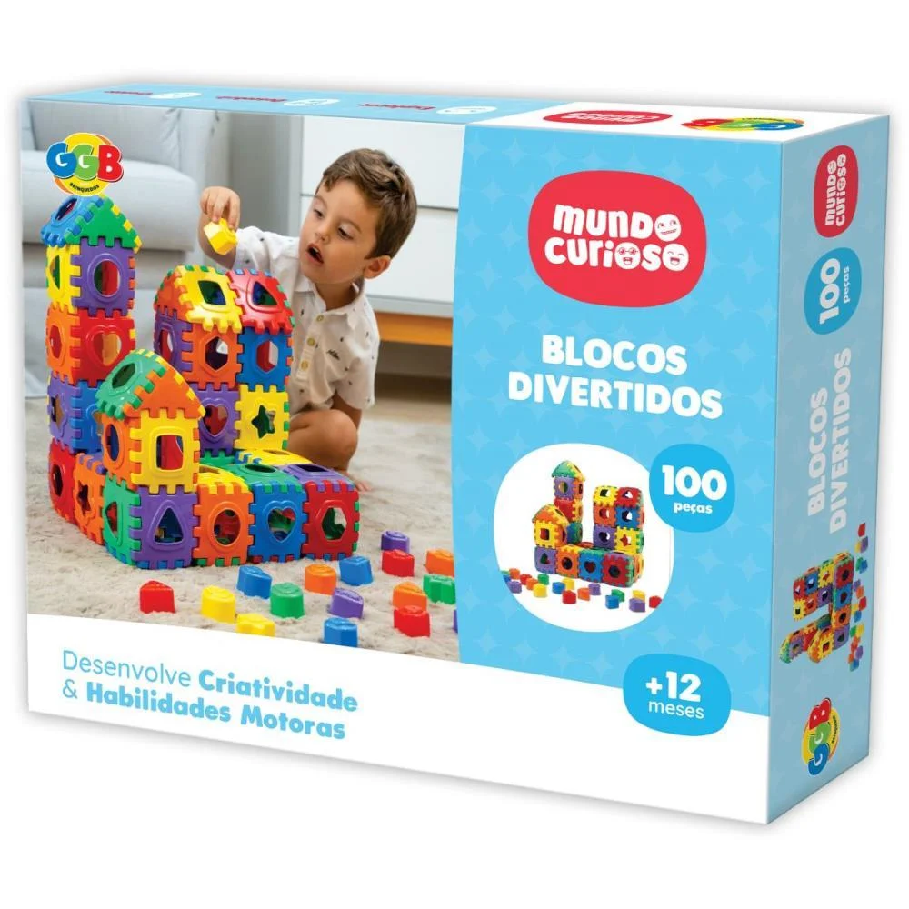 Brinquedo Educativo Blocos Divertidos 100 Pcs Ggb Plast