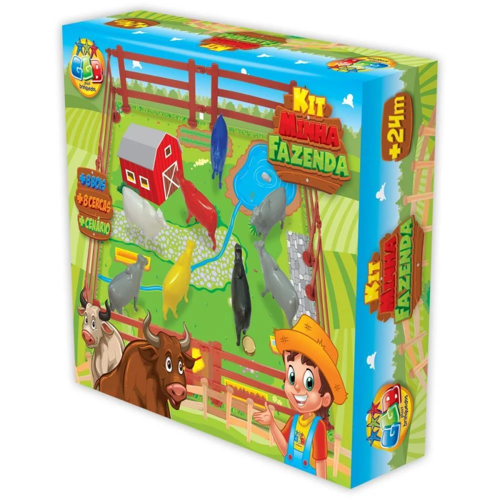 Miniatura Colecionavel Fazendinha 16Pcs + Cenario Ggb Plast