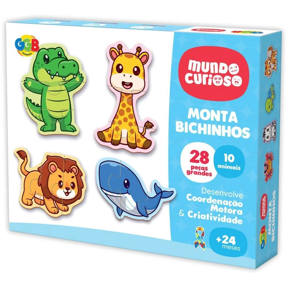 Brinquedo Pedagogico Monta Bichinhos 28 Pcs Ggb Plast