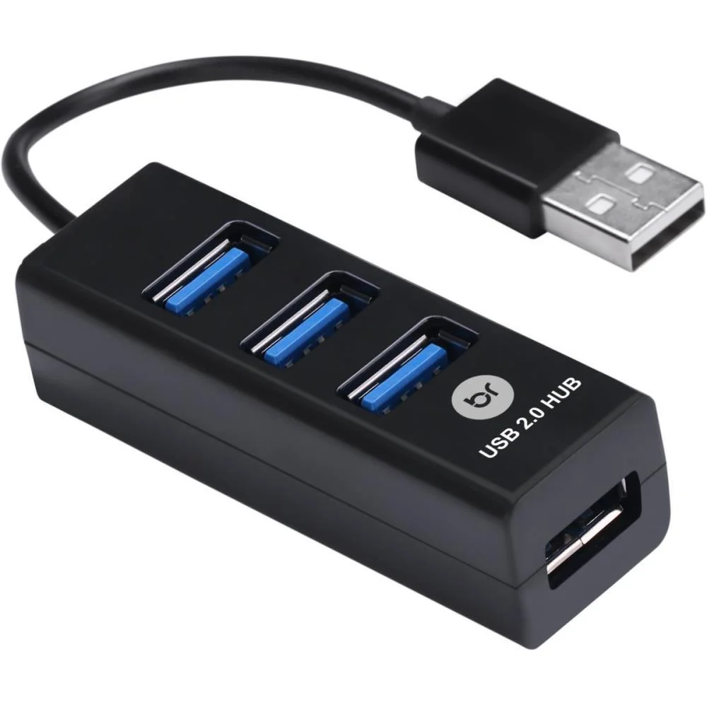 Hub Mini Usb 2.0 4 Portas Preto Bright .