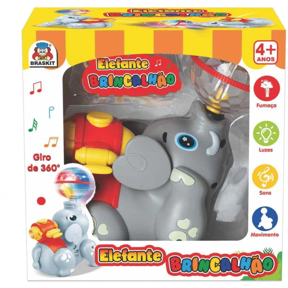 Brinquedo Para Bebe Elefante Brincalhao C/Luzes Braskit