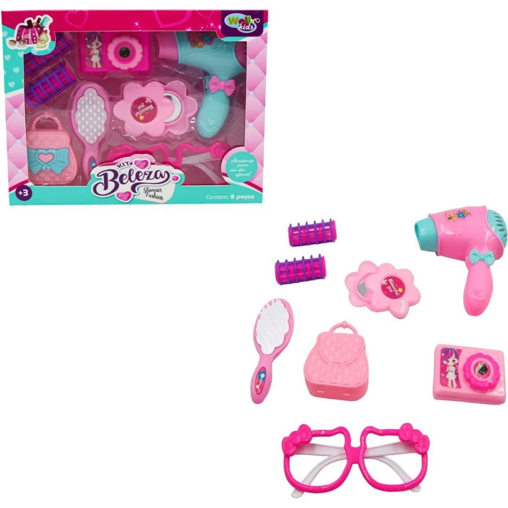 Maquiagem E Beleza Infantil Kit Beleza Glamour Fashion 8Pc Wellmix (Blister)