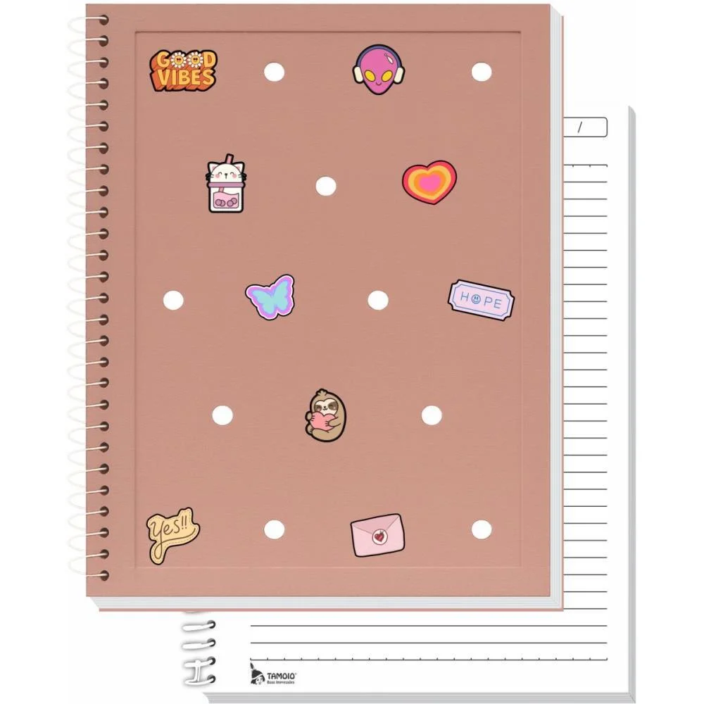 Caderno 1 Matéria Capa Dura Charms Rosa 80Fls Tamoio