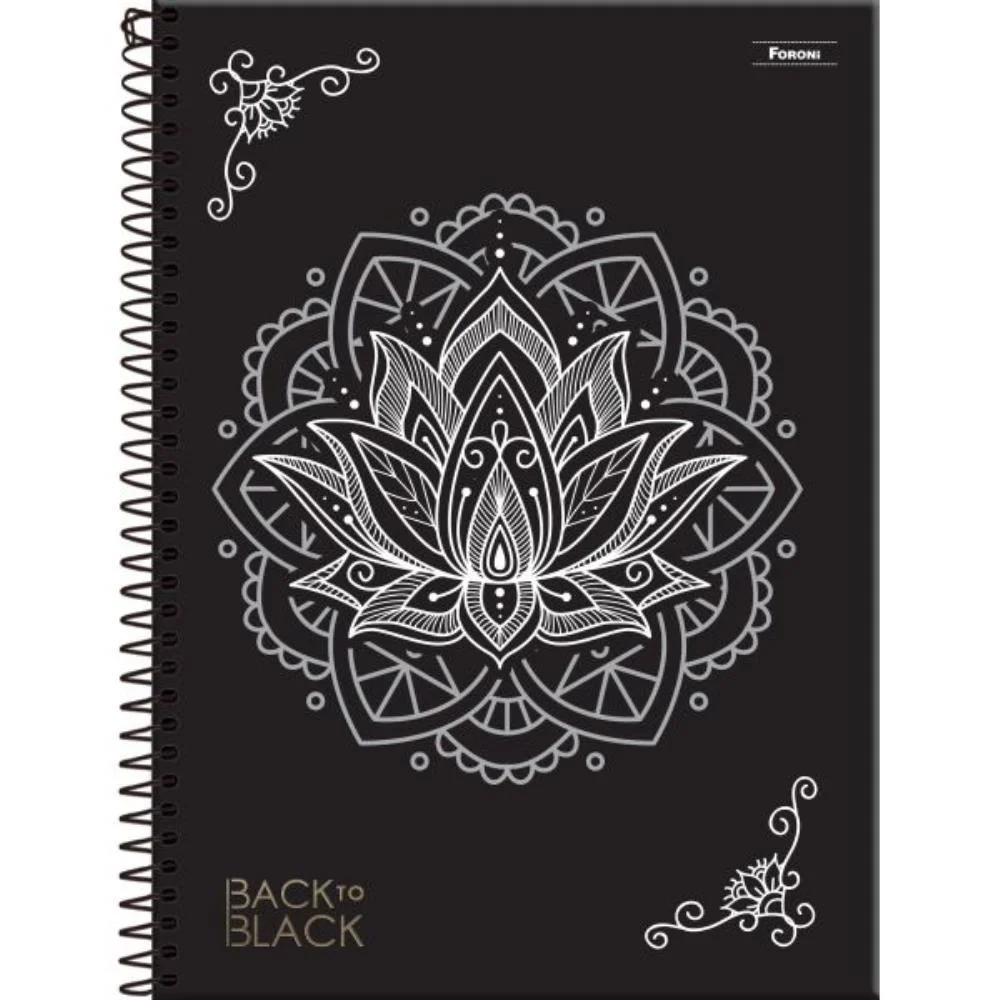Caderno 1 Matéria Capa Dura Back To Black 80Fls. Foroni Com 4 Unidades