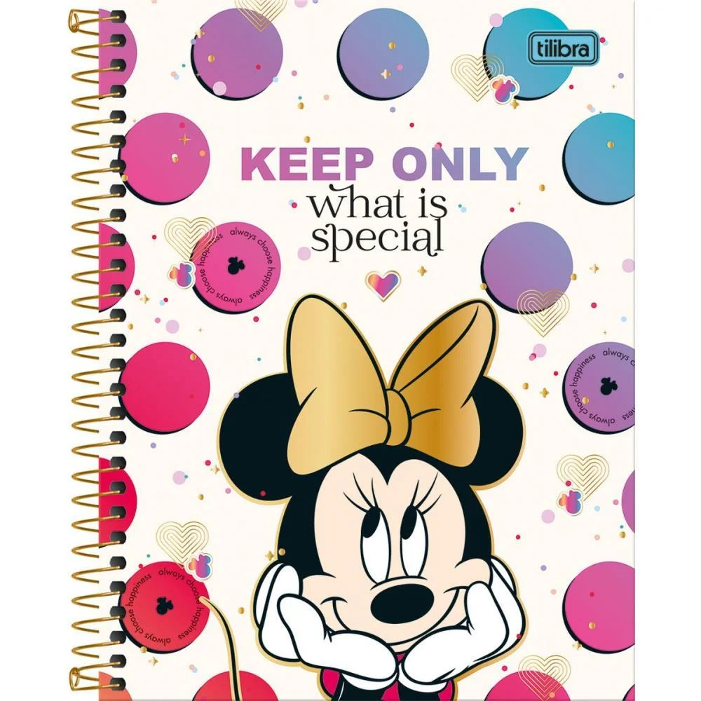 Caderno 1 Matéria Cp.dura Colegial Minnie 80Fls Tilibra Com 4 Unidades