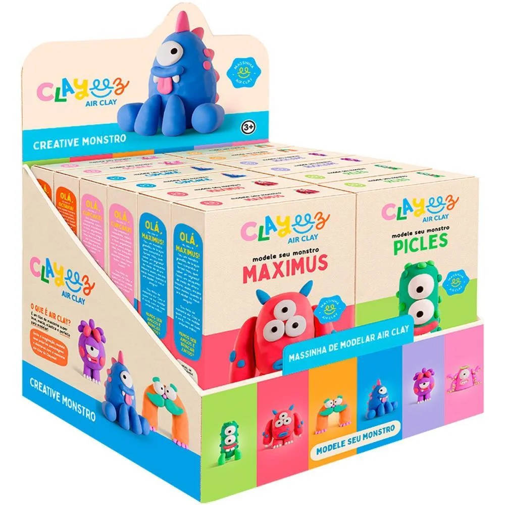 Massa Para Modelar Criativa Clayeez Monstros 38G (S) Doce Brinquedo C/ 12 Unidades