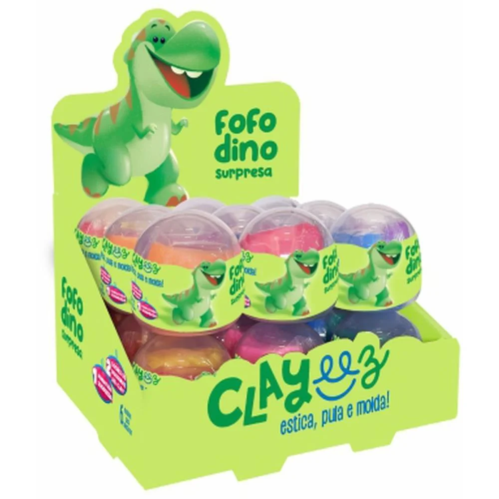 Massa Para Modelar Criativa Ovo Surpresa Fofodino 12G (S) Doce Brinquedo C/ 18 Unidades