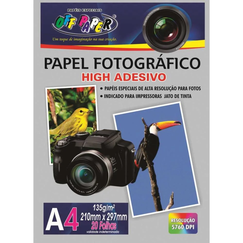Papel Fotografico Inkjet A4 High Adesivo 135G Off Paper 20 Unidades