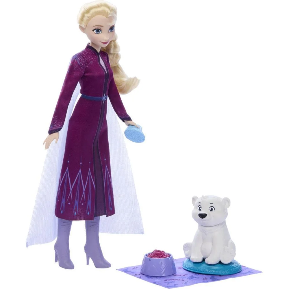Boneca Disney Frozen Elsa Com Bebe Urso Mattel