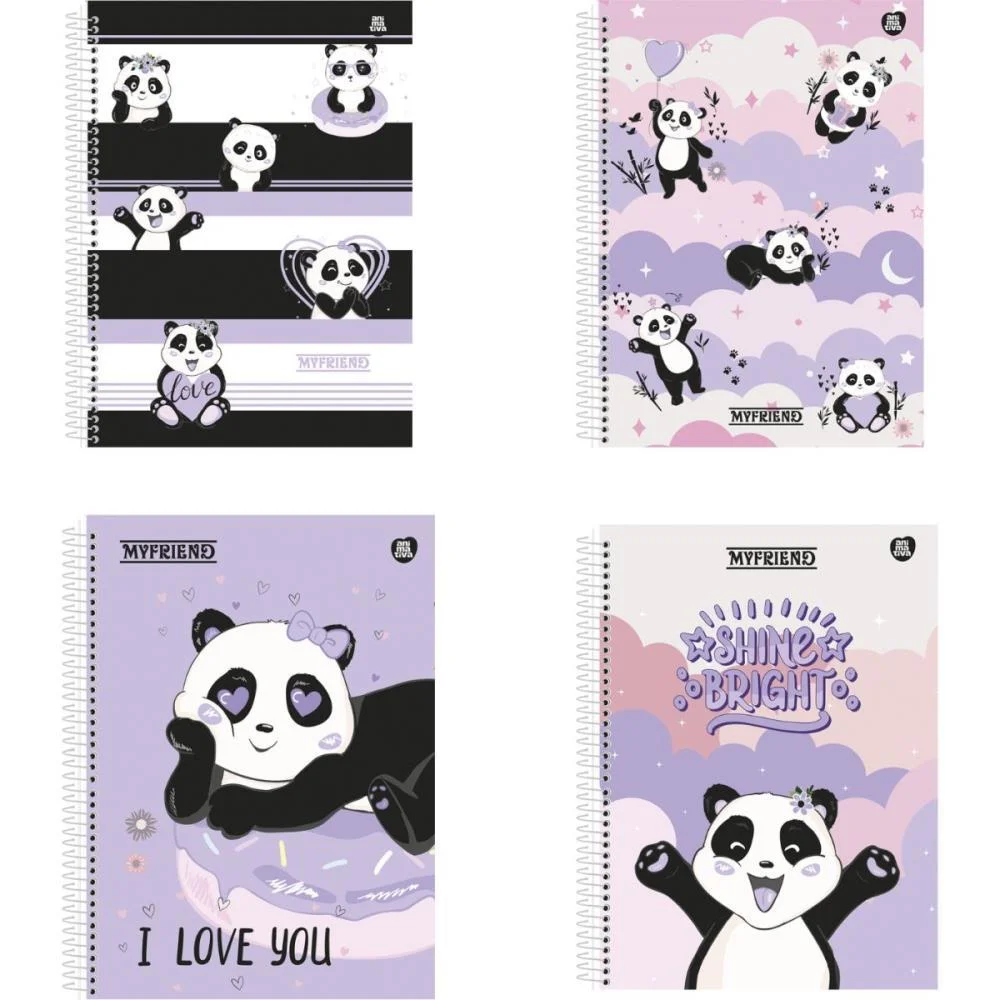 Caderno 10 Matérias Capa Dura My Friend 160F Animativa Com 4 Unidades