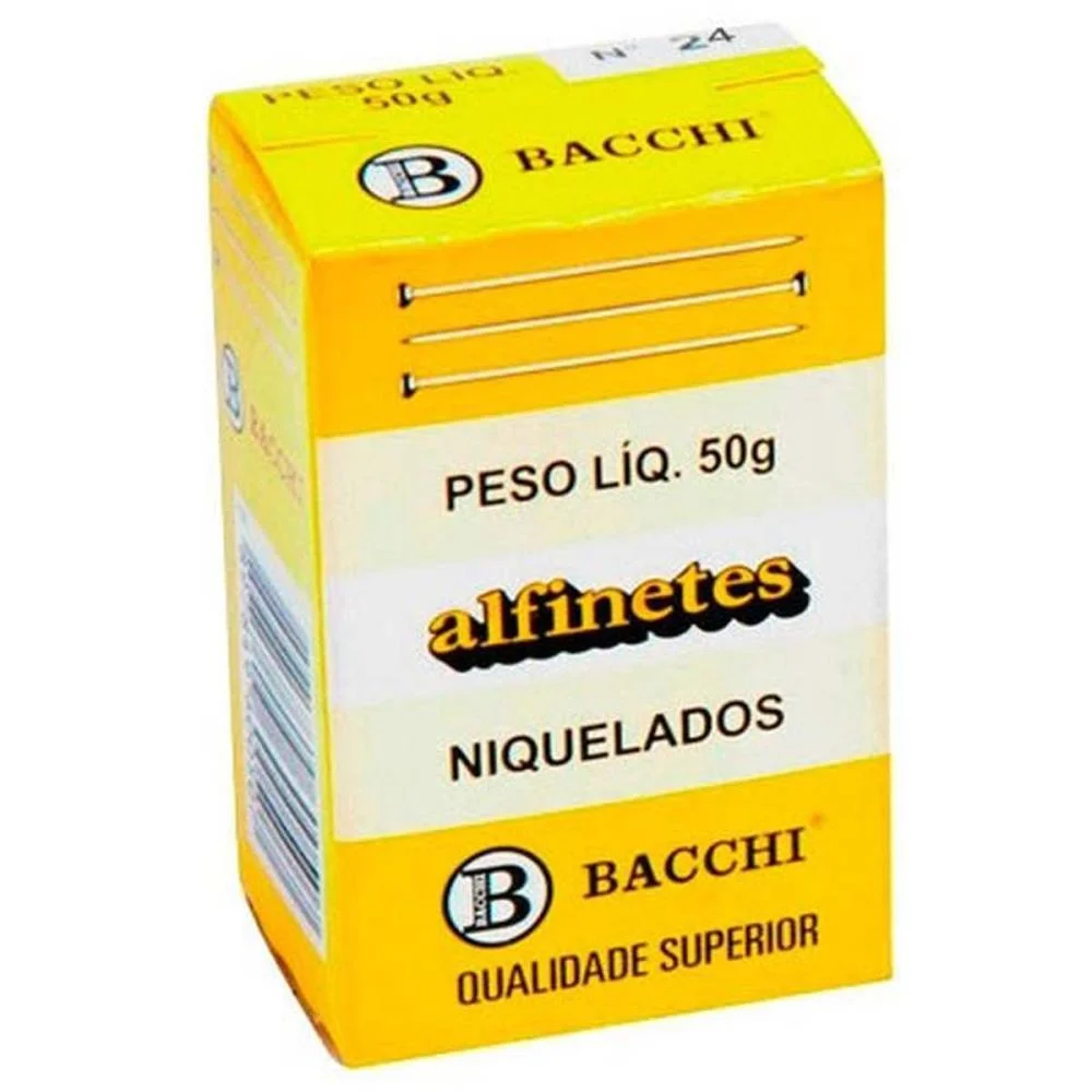 Alfinete Costura N.24 Aço Niquelado 50G Bacchi (Pct.c/20)