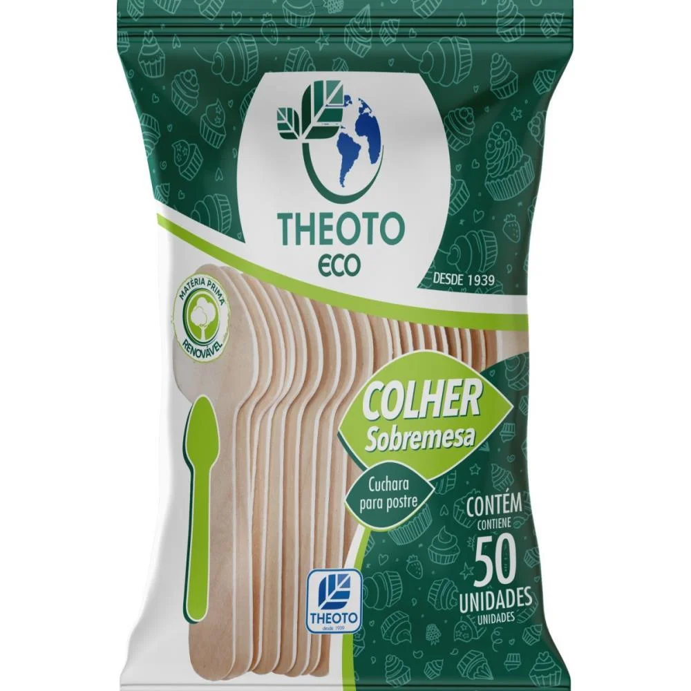 Talher Descartavel Colher Sobremesa Madeira Theoto (Pct.c/50)