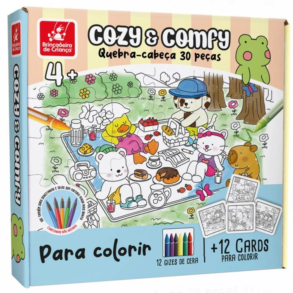 Quebra-Cabeca Madeira Comfy E Cozy Para Colorir 30Pc Brinc. De Crianca