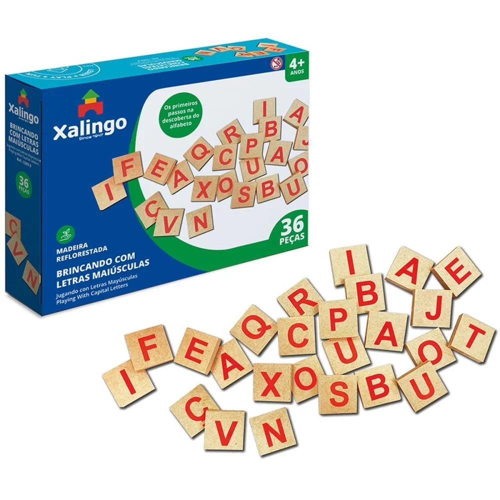 Brinquedo Pedagogico Madeira Brincando Com As Letras 36Pcs. Xalingo
