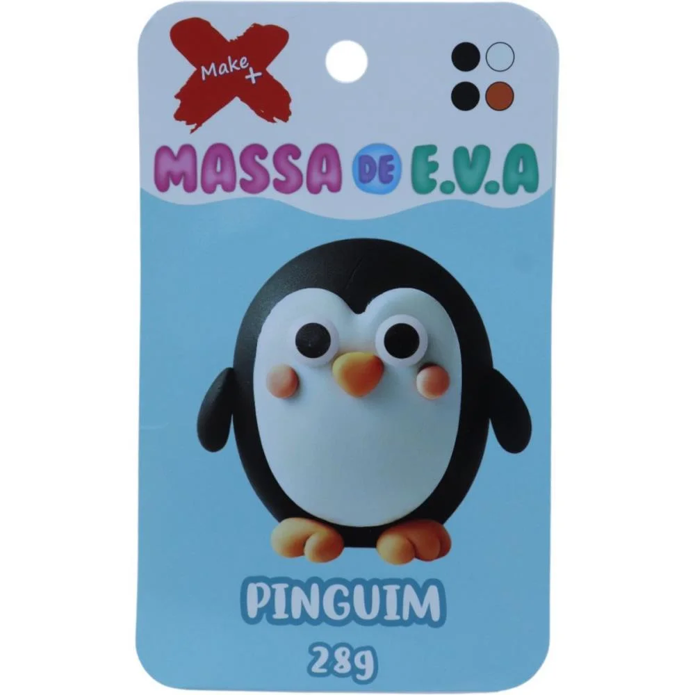 Massa De Eva Criativa Pinguim C/04 Cores 28 G Make+
