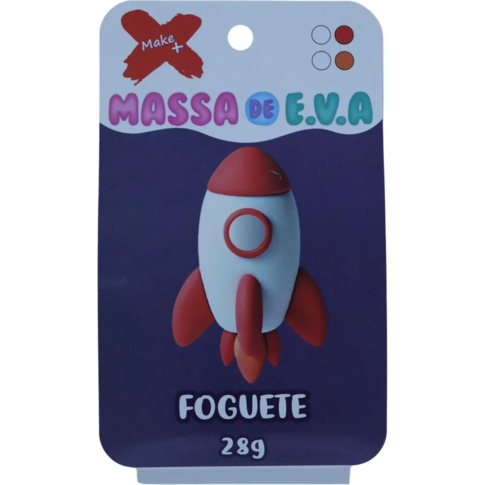 Massa De Eva Criativa Foguete C/04 Cores 28 G Make+