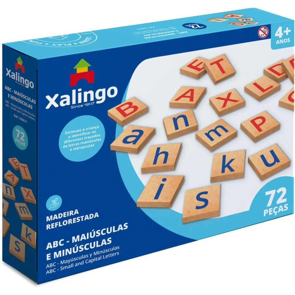 Brinquedo Pedagogico Madeira Abc Maiusculas/Minusculas 72Pc Xalingo