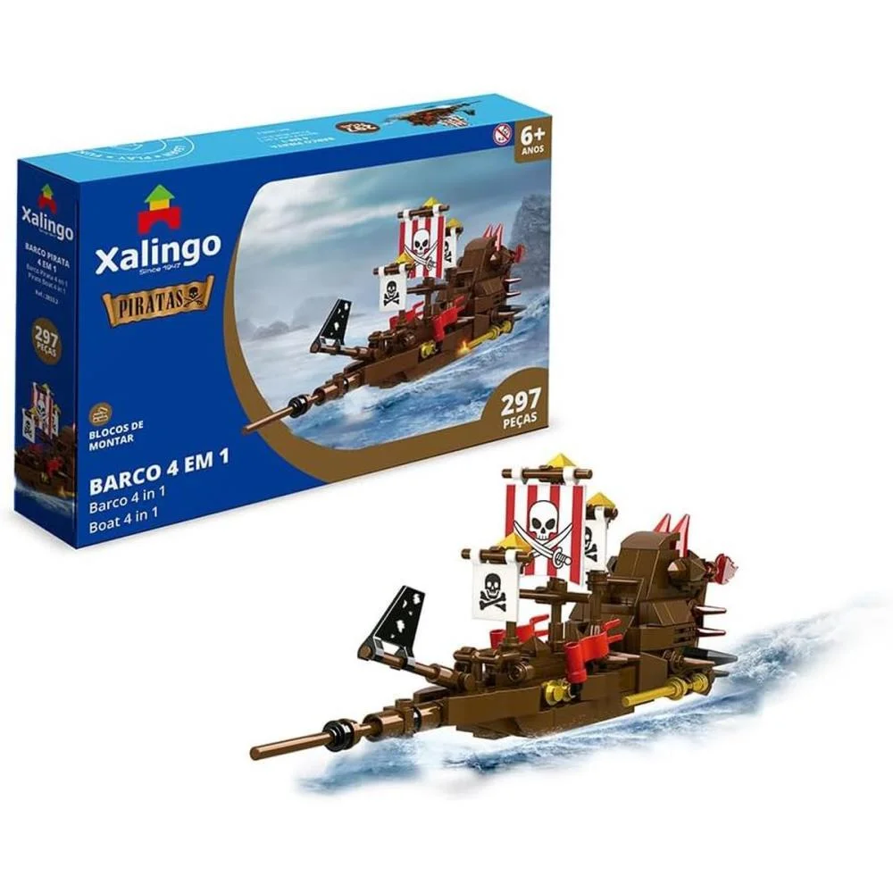 Brinquedo Para Montar Piratas Barco 4 Em 1 297Pecas Xalingo