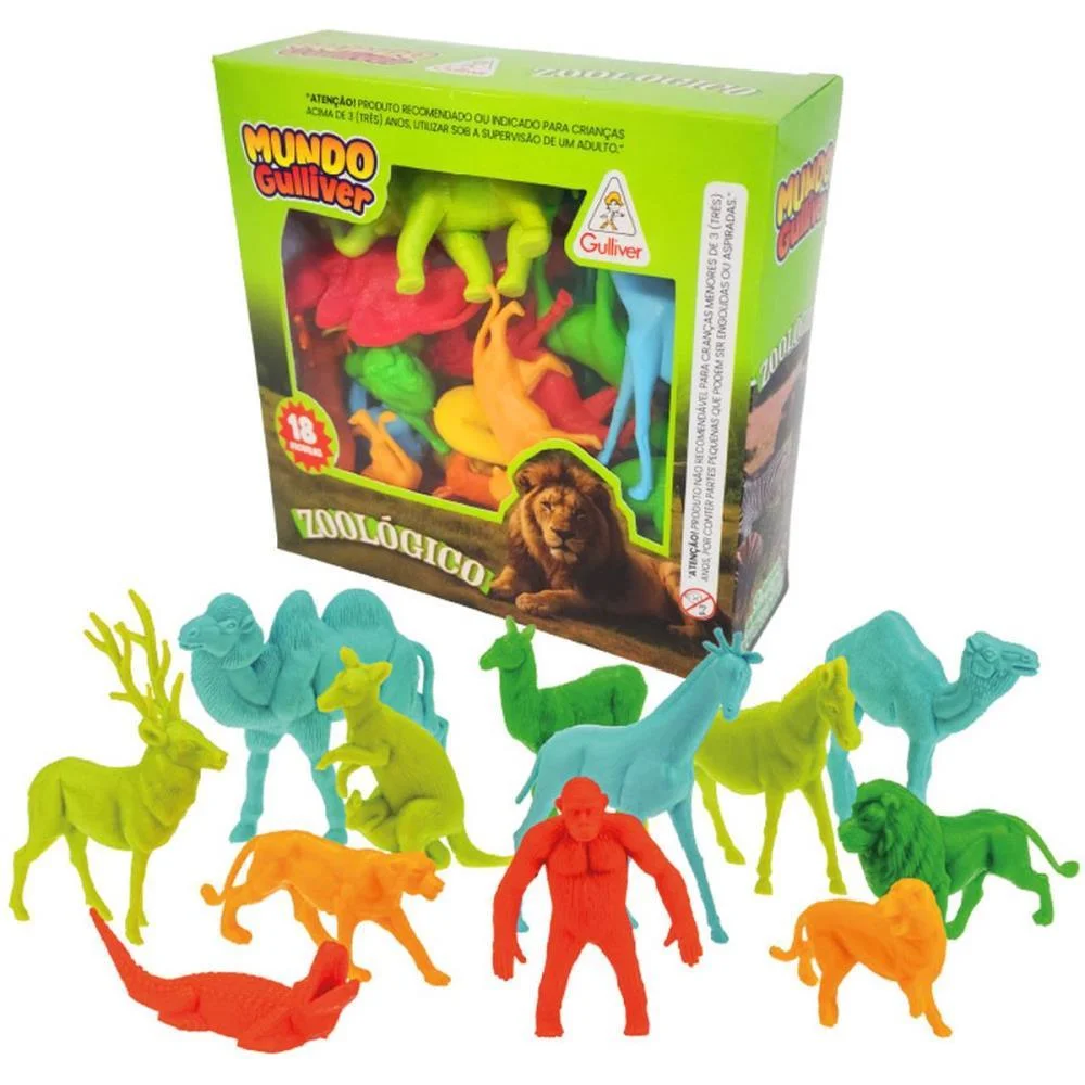 Miniatura Colecionavel Zoologico C/18Figuras E Cercas Gulliver