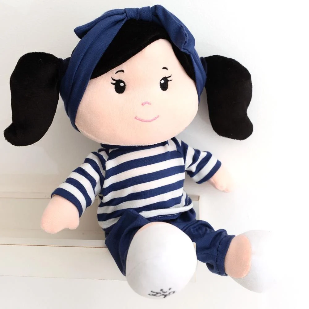 Boneca De Pelucia Anaju Cabelo Preto 35Cm Zip
