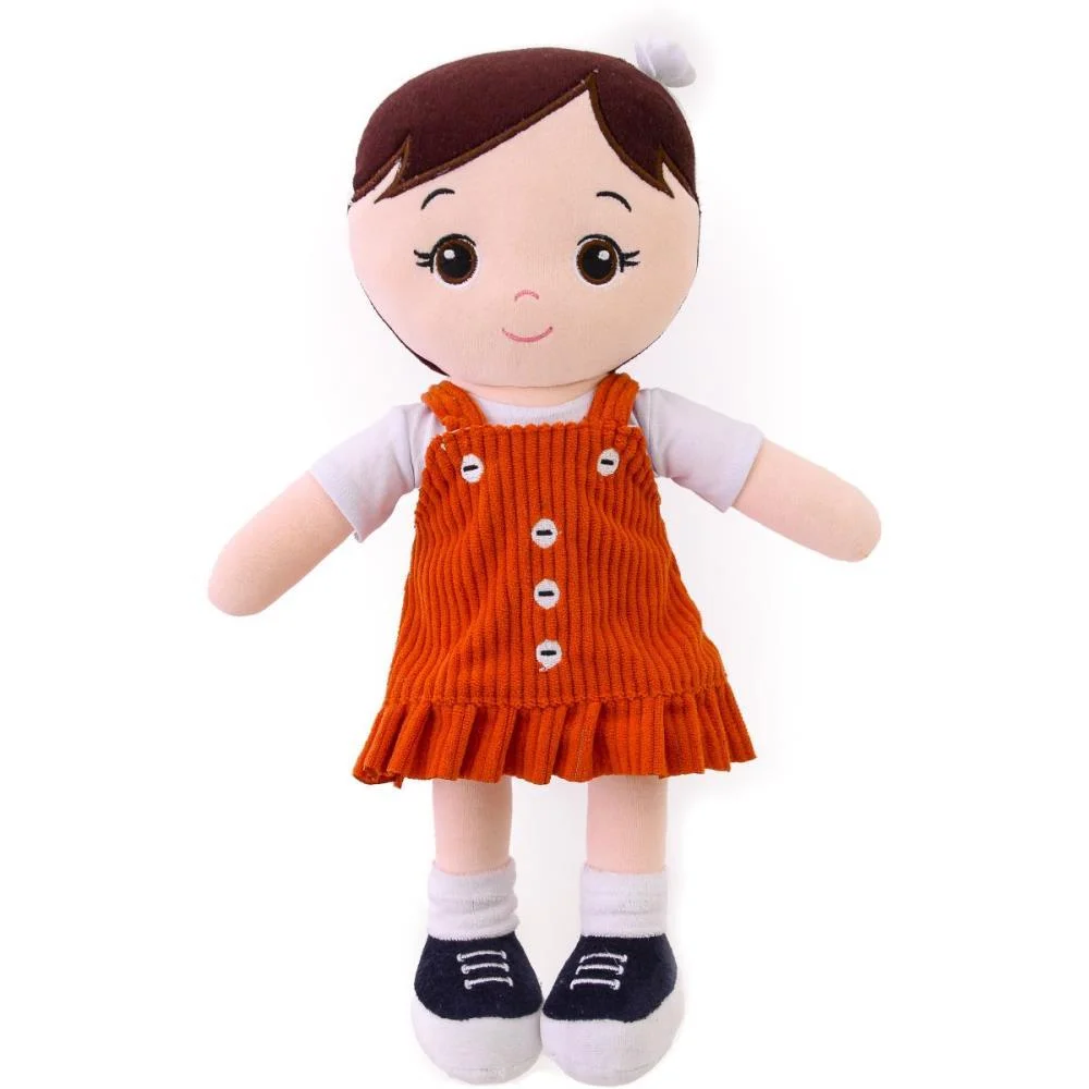 Boneca De Pelucia Nanda Vestido Laranja 35Cm Zip