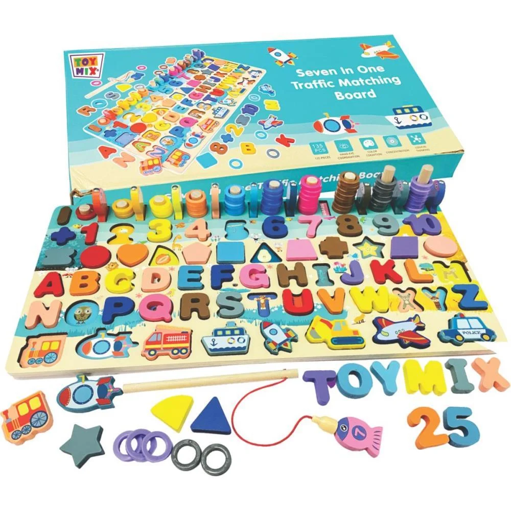 Brinquedo Pedagogico Madeira Montessori 7X1 135 Pecas Toy Mix