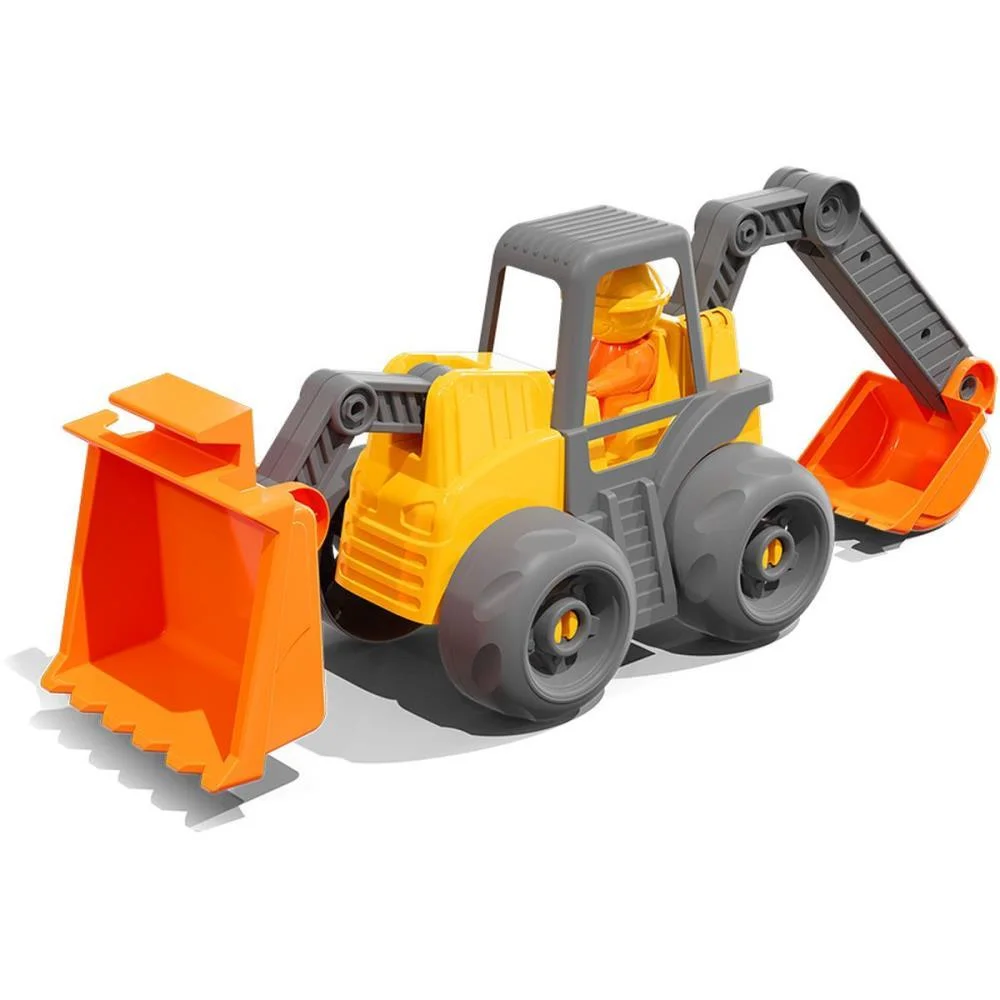 Trator Retro Escavadeira 65Cm C/Bonec Cardoso Toys