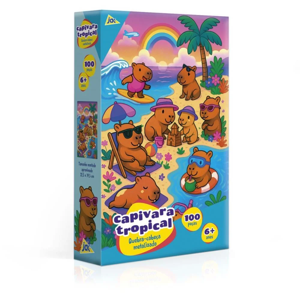 Quebra-Cabeca Cartonado Capivara Metalizado 100 Pcs Toyster