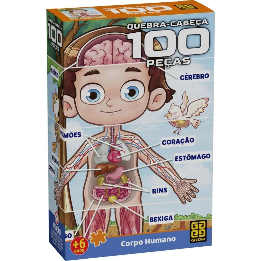 Quebra-Cabeca Cartonado Corpo Humano 100 Pecas Grow