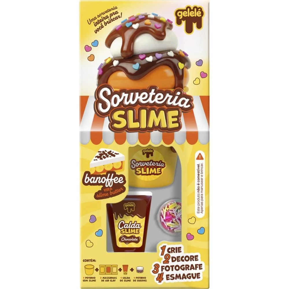 Slime Gelele Sorveteria Banoffee Doce Brinquedo (Kit)