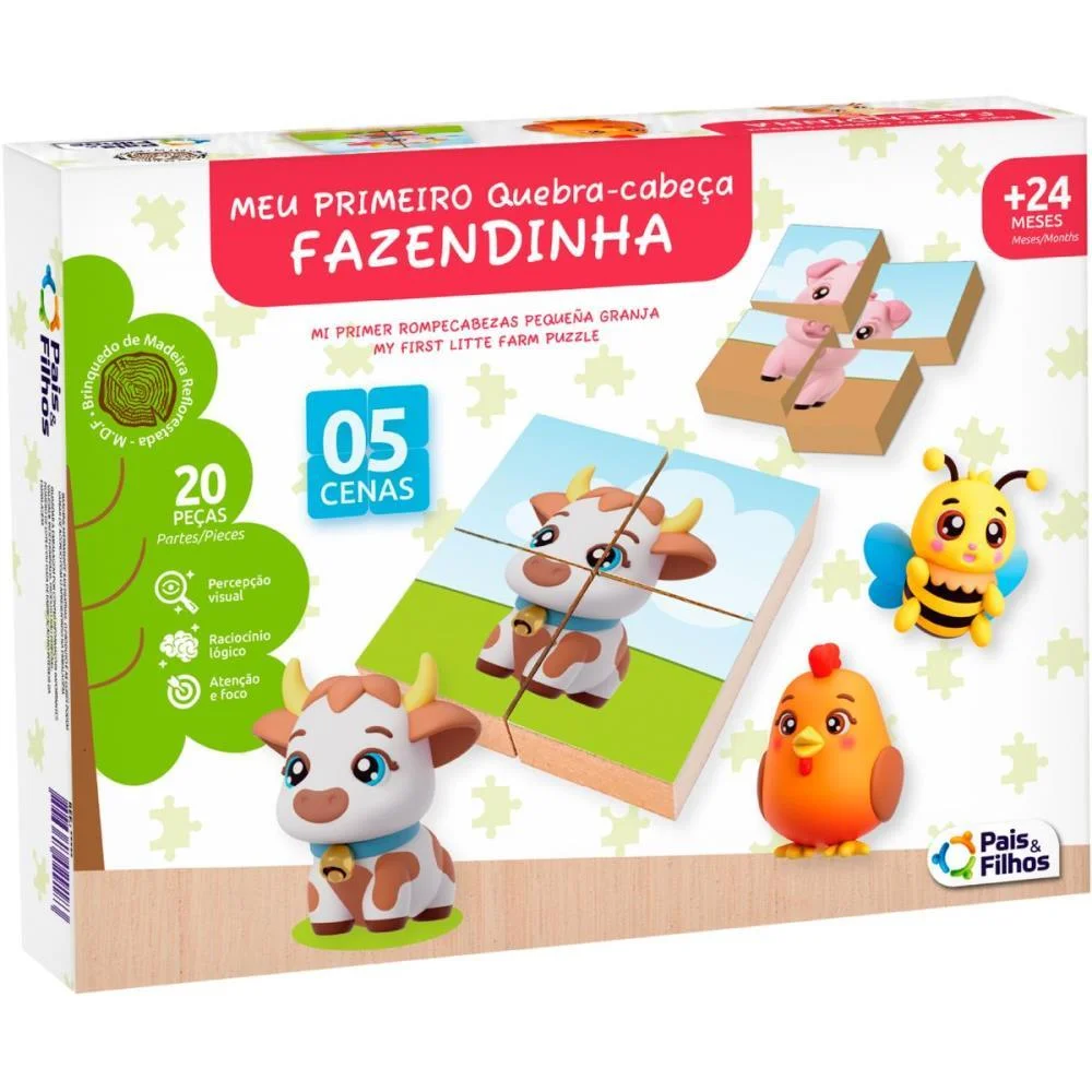 Quebra-Cabeca Madeira Meu Primeiro Q.cabeca Fazendin Pais E Filhos