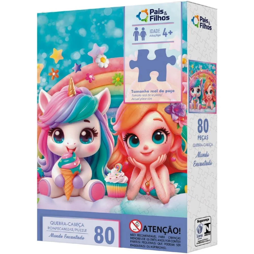 Quebra-Cabeca Cartonado Reino Encantado 80Pecas Pais E Filhos