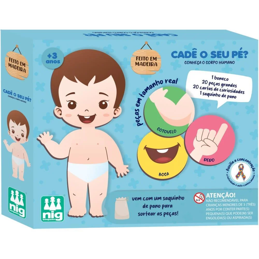 Brinquedo Pedagogico Madeira Cade O Seu Pe Nig Brinquedos