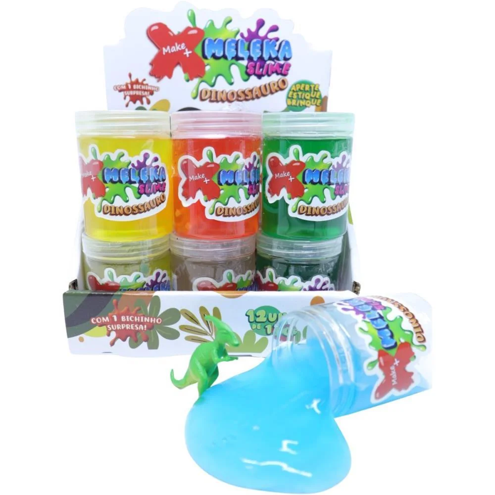 Slime Meleka Dinossauro Sortido 130G Make+ C/ 12 Unidades
