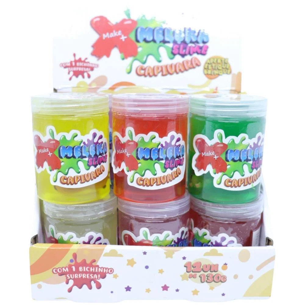 Slime Meleka Capivara Sortido 130G Make+ C/ 12 Unidades