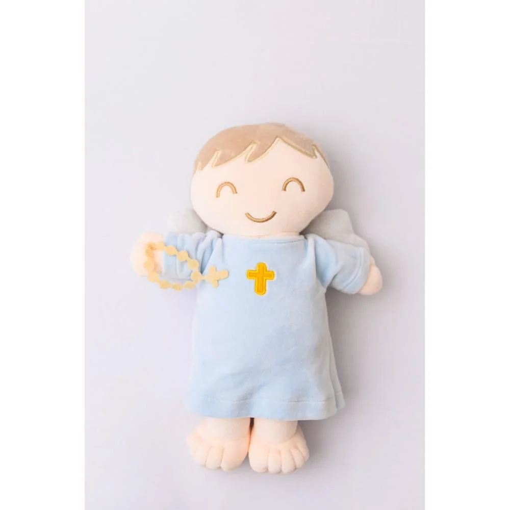 Boneca De Pelucia Anjinho Da Guarda Azul 32Cm Zip