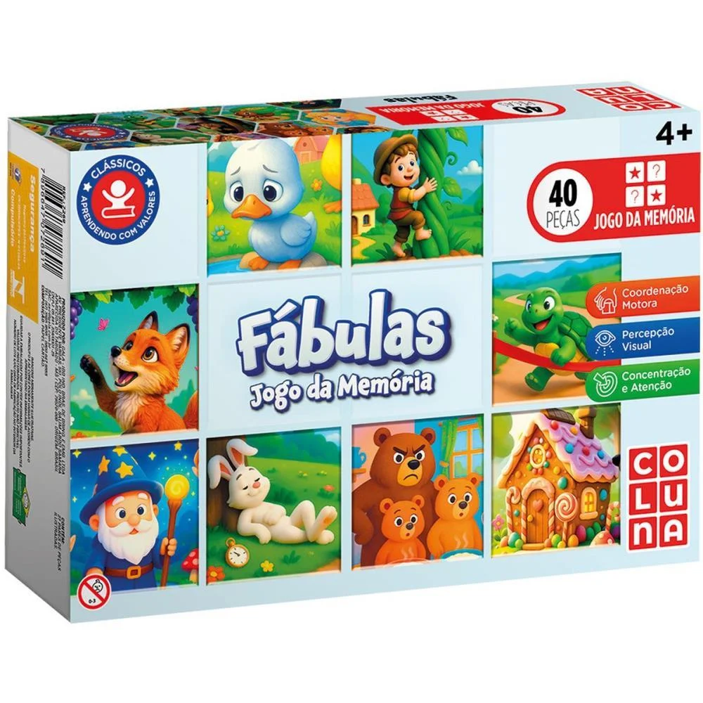 Jogo Da Memoria Fabulas 40 Pecas Coluna